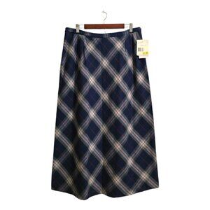 Elisabeth by Liz Claiborne NWT Blue Plaid Collegiate Maxi Skirt Sz 16